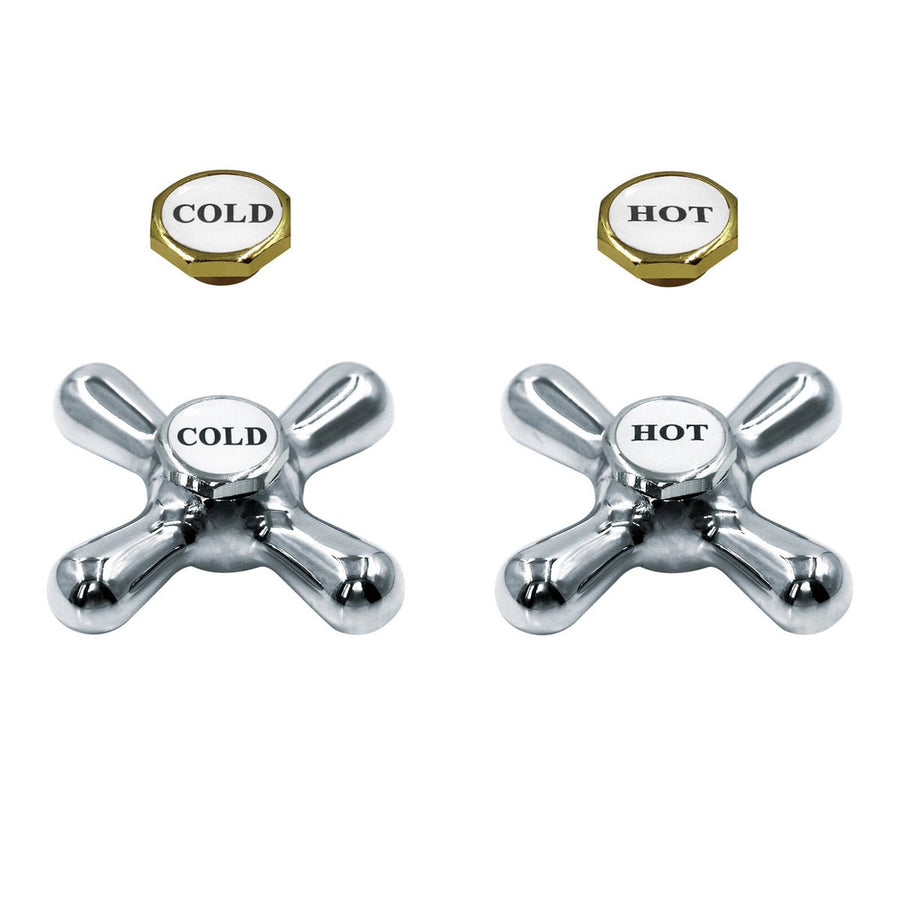 Shaw Mason Chrome Federation Cross Handle Pair - 112mm x 179mm - Brass - SuperSaverAU - view 1