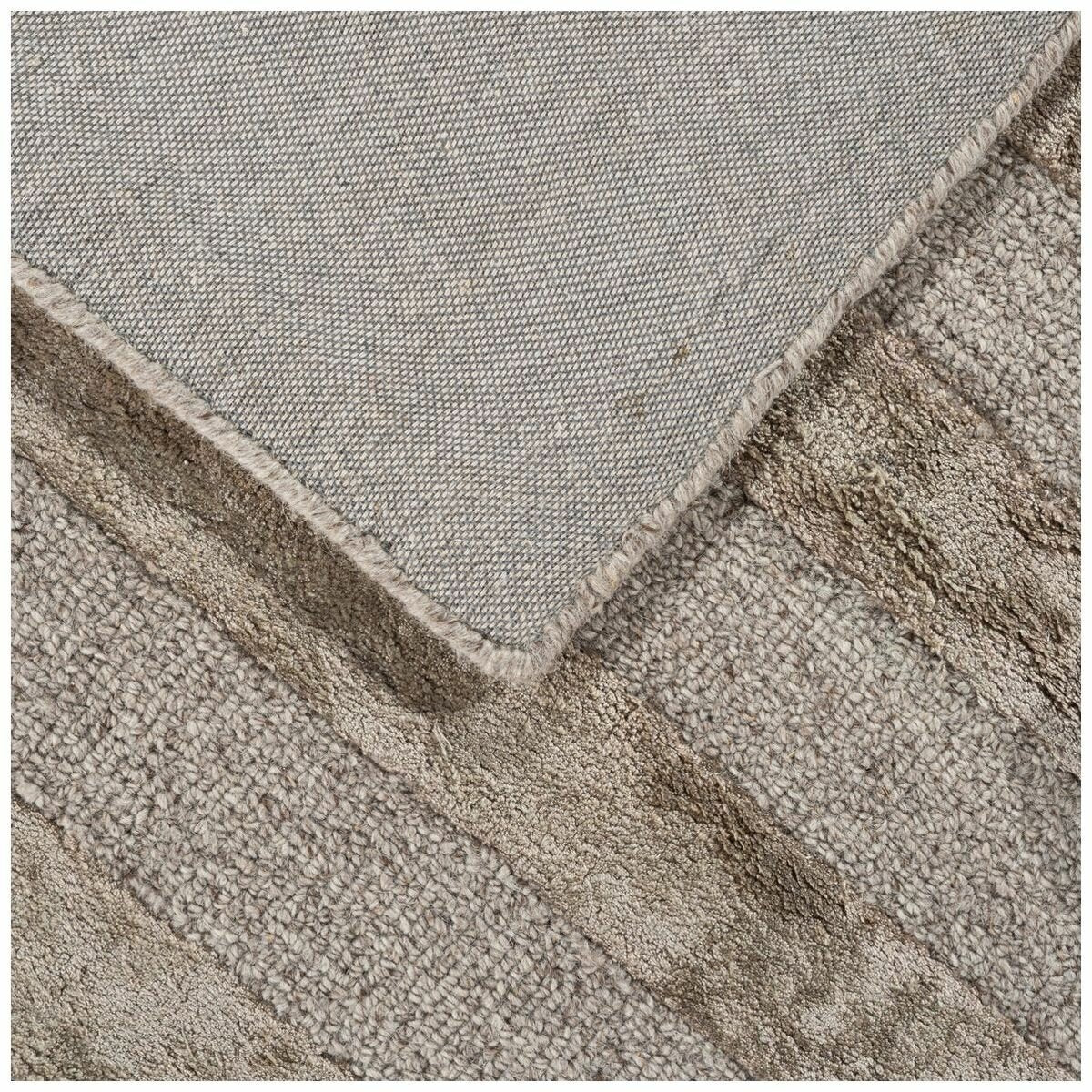 Cadrys Shimmer Lines Rug 350x450cm - Taupe Wool and Viscose, Hand-Tufted, Non-Slip - SHIMTL6