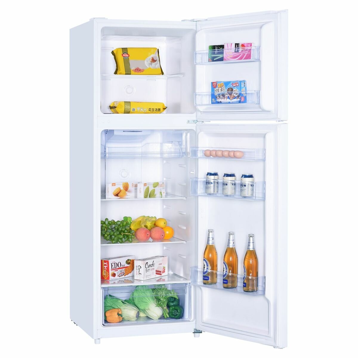 Euromaid 338L Top Mount Frost Free Fridge - White - Vegetable Crisper - Reversible Door - ETM362W