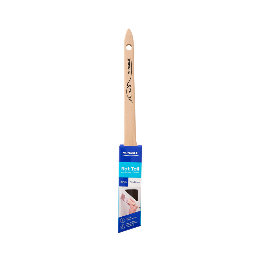 Monarch 25mm Rat Tail Angled Trim Paint Brush, Synthetic Filament, Stainless Steel Ferrule