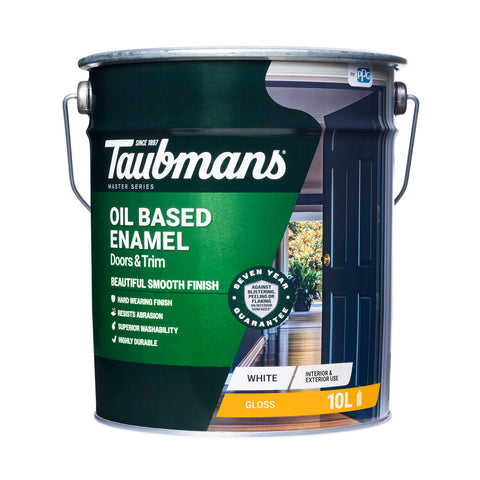 Taubmans 4L White Gloss Oil Based Enamel Paint