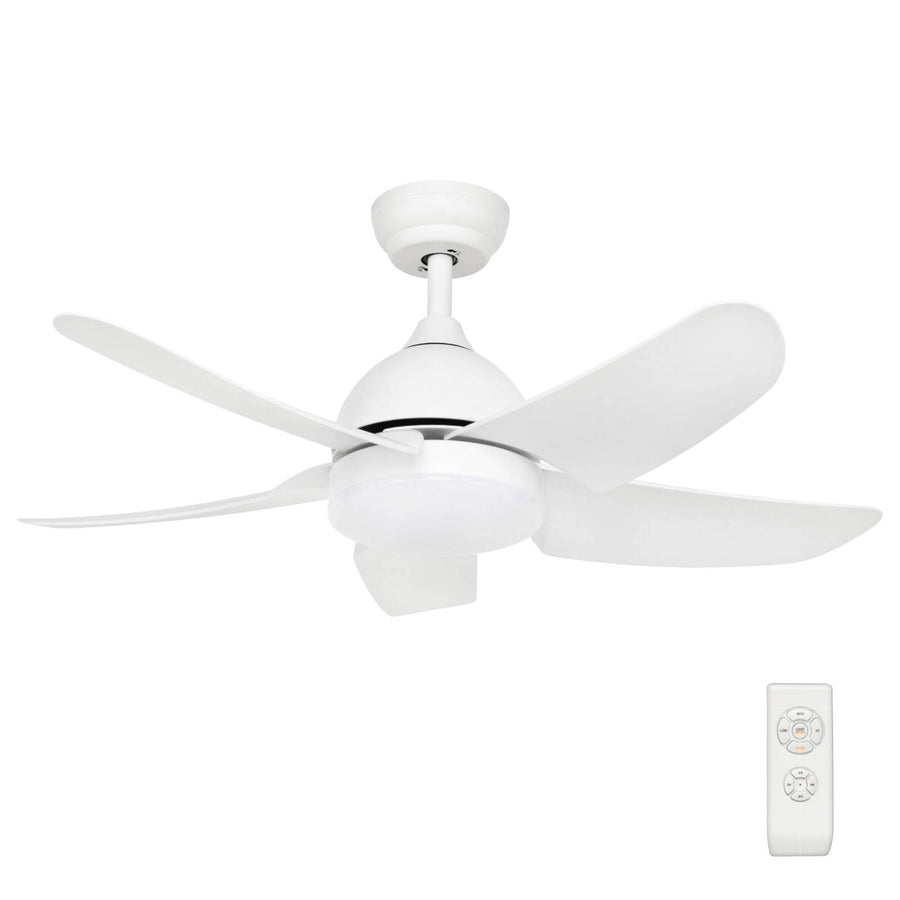 Brilliant Lighting 100cm Matt White Bellis AC Ceiling Fan with LED Light and Remote