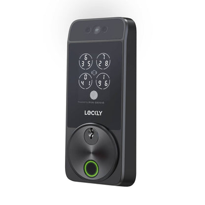 Lockly Black Matte Visage Zeno Smart Deadbolt - Facial Recognition - Fingerprint Access - Waterproof