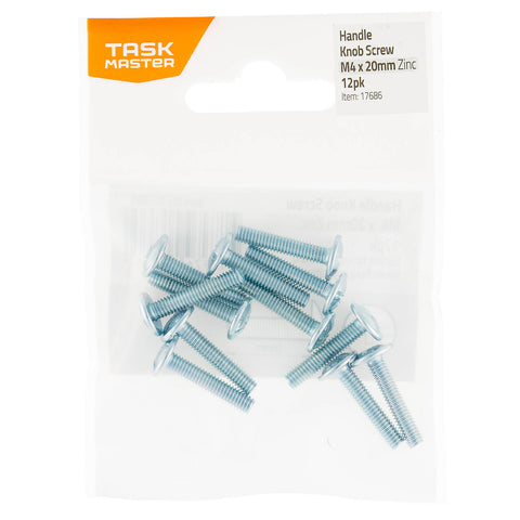 Taskmaster M4 x 20mm Zinc Plated Knob & Handle Bolt - 12 Pack
