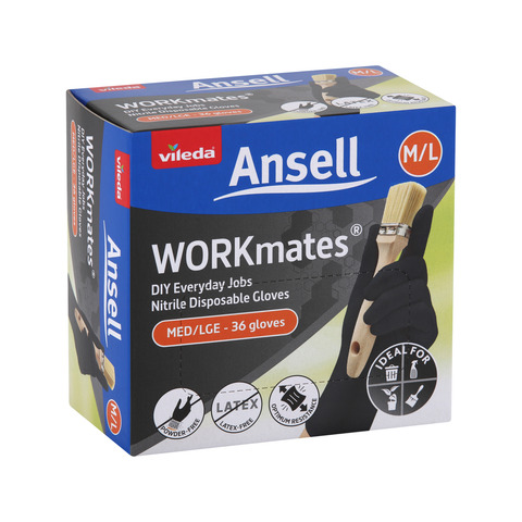 Vileda Ansell Workmates Nitrile Disposable Gloves 36pk M/L - Latex-Free - Powder-Free - Puncture Resistant - SuperSaverAU - view 1
