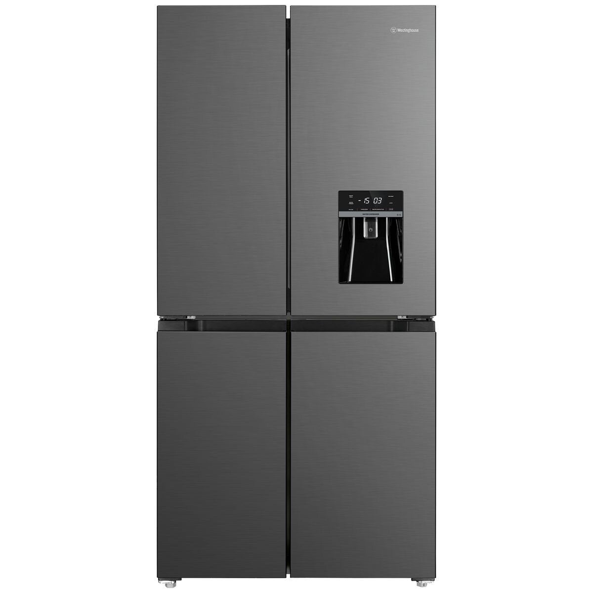 Westinghouse 492L French Door Fridge - Charcoal Matte Black, Non-Plumbed Water Dispenser, 4 Star - WQE4960BA
