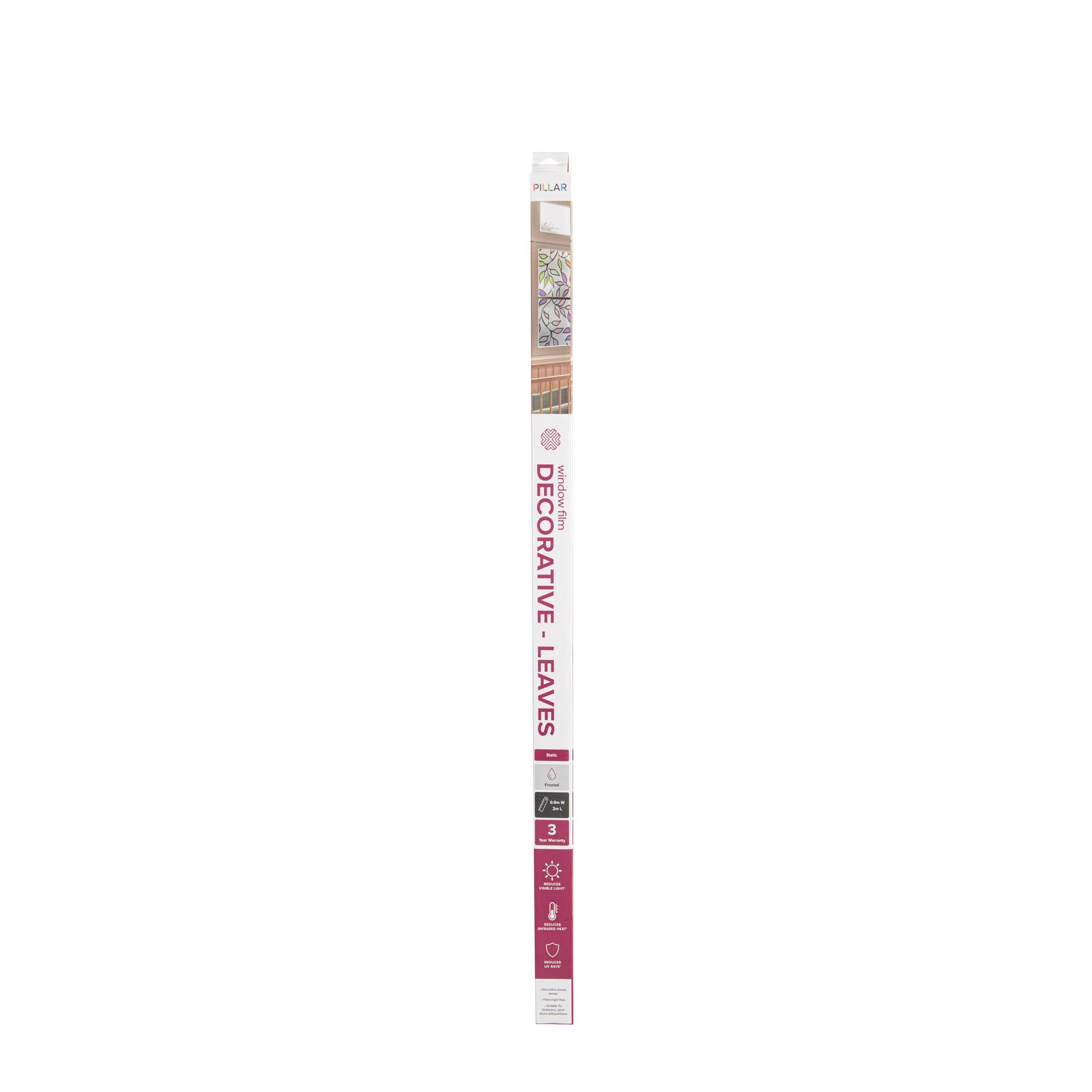 Pillar 0.9 x 2m Leaves Static Window Film, Adhesive-Free