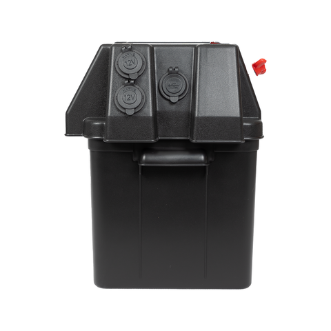 KT Solar Portable Battery Box with 50A Quad-Connect & 12V Sockets, LED Voltmeter
