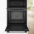 Bosch Series 4 built-in double oven - 105L usable, 3D hot air, EcoClean Direct, stainless steel - MBA534BS3A