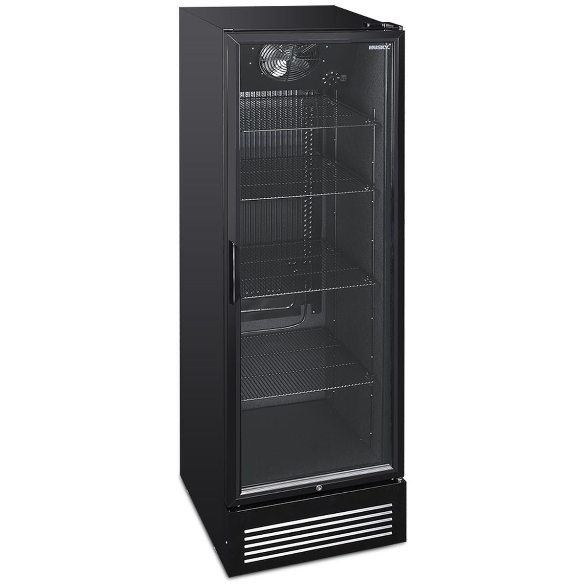 Husky 435L Home Bar Drinks Chiller - Black, Single Glass Door, Low-E Glass, LED Lighting - C4HHMBBKAU