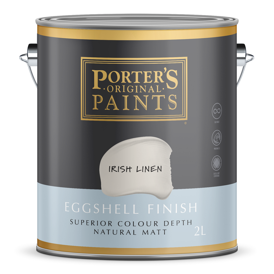 Porter S Washable Paint - 2L - Irish Linen - Eggshell Finish - 162mm x 156mm x 141mm - SuperSaverAU - view 1
