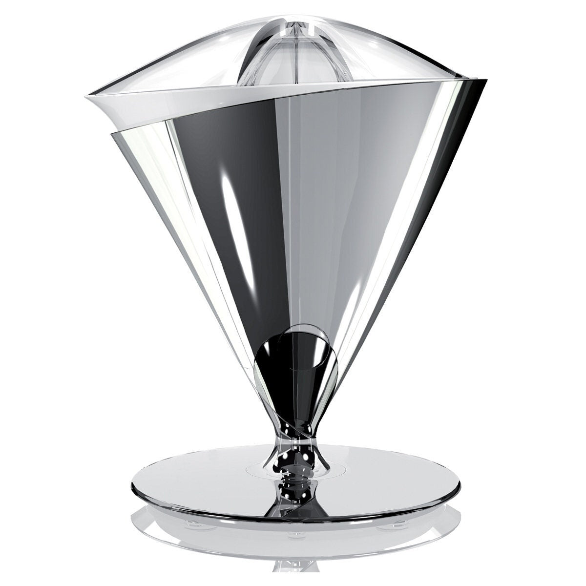 Bugatti Vita Citrus Juicer - Shiny Chrome, Stainless Steel, Two Juicing Cones, 90RPM - 55-VITACR