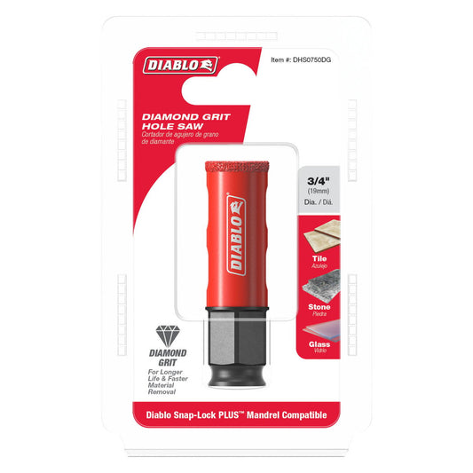 Diablo 3 4" Diamond Grit Hole Saw - 76mm - Efficient Drilling in Tile, Glass