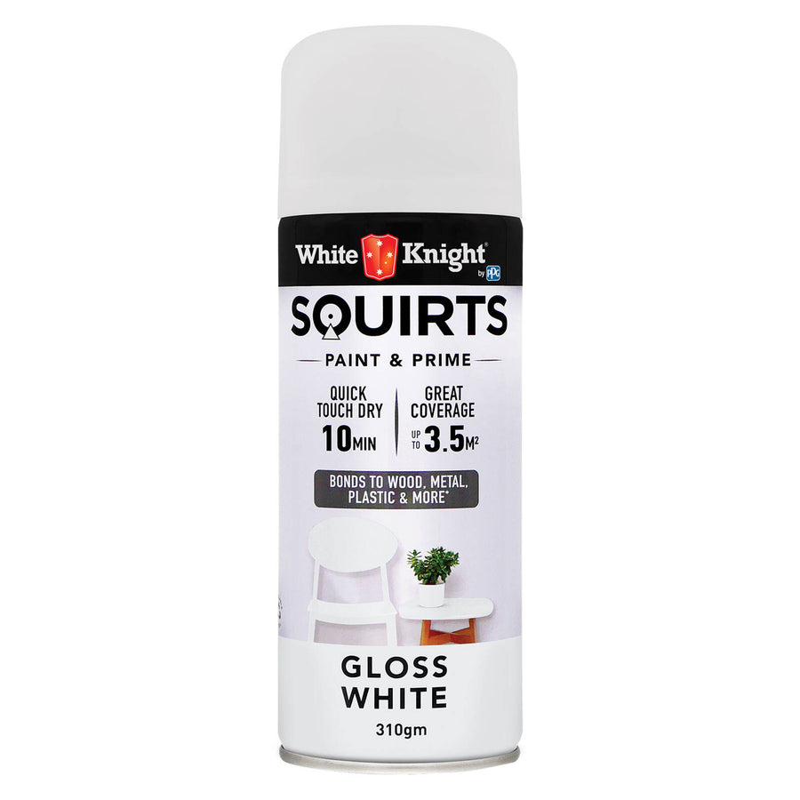 White Knight Squirts Spray Paint 310g White Gloss