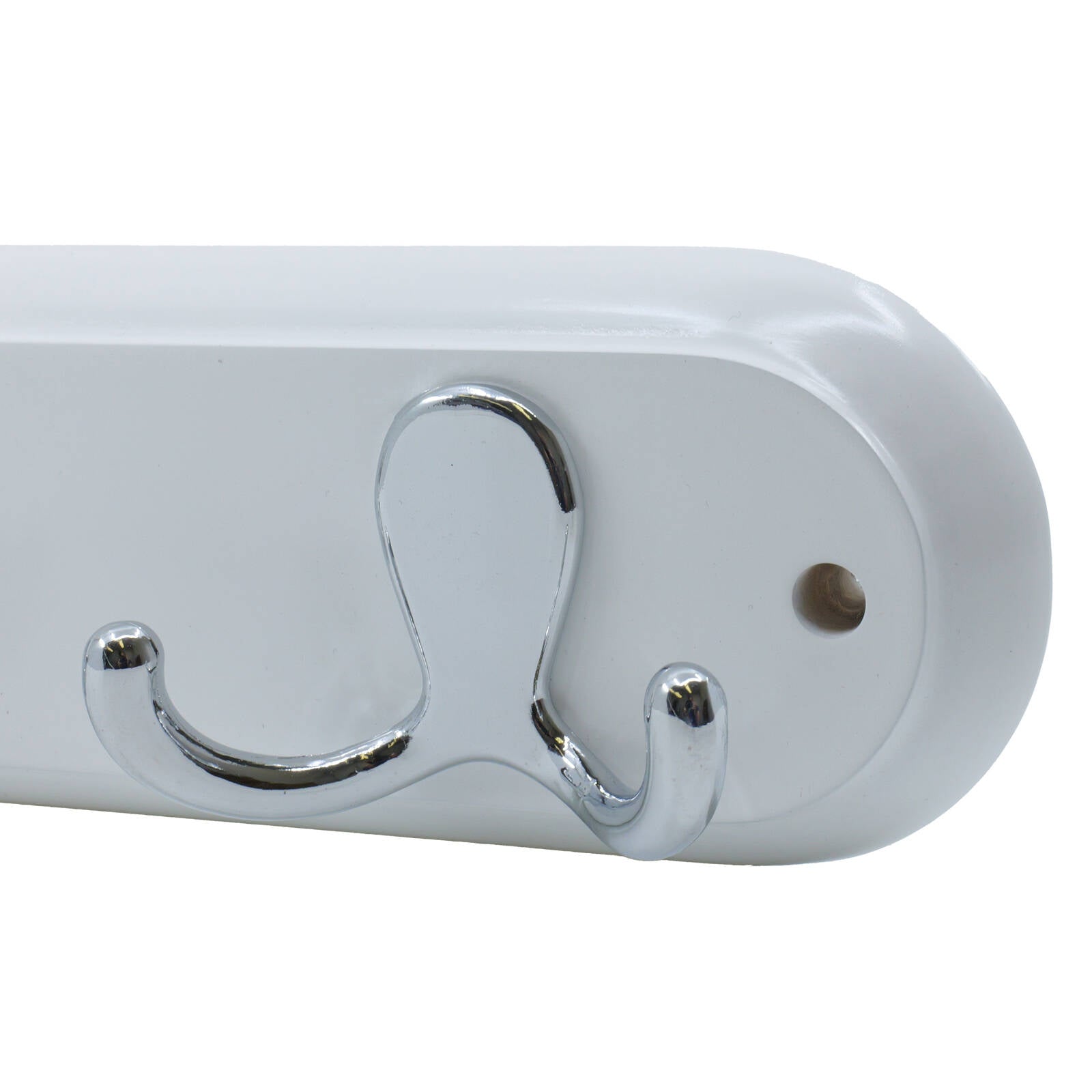 Adoored 2 Double Chrome Hook White Board Decorative Hook Rack, Timber/Steel