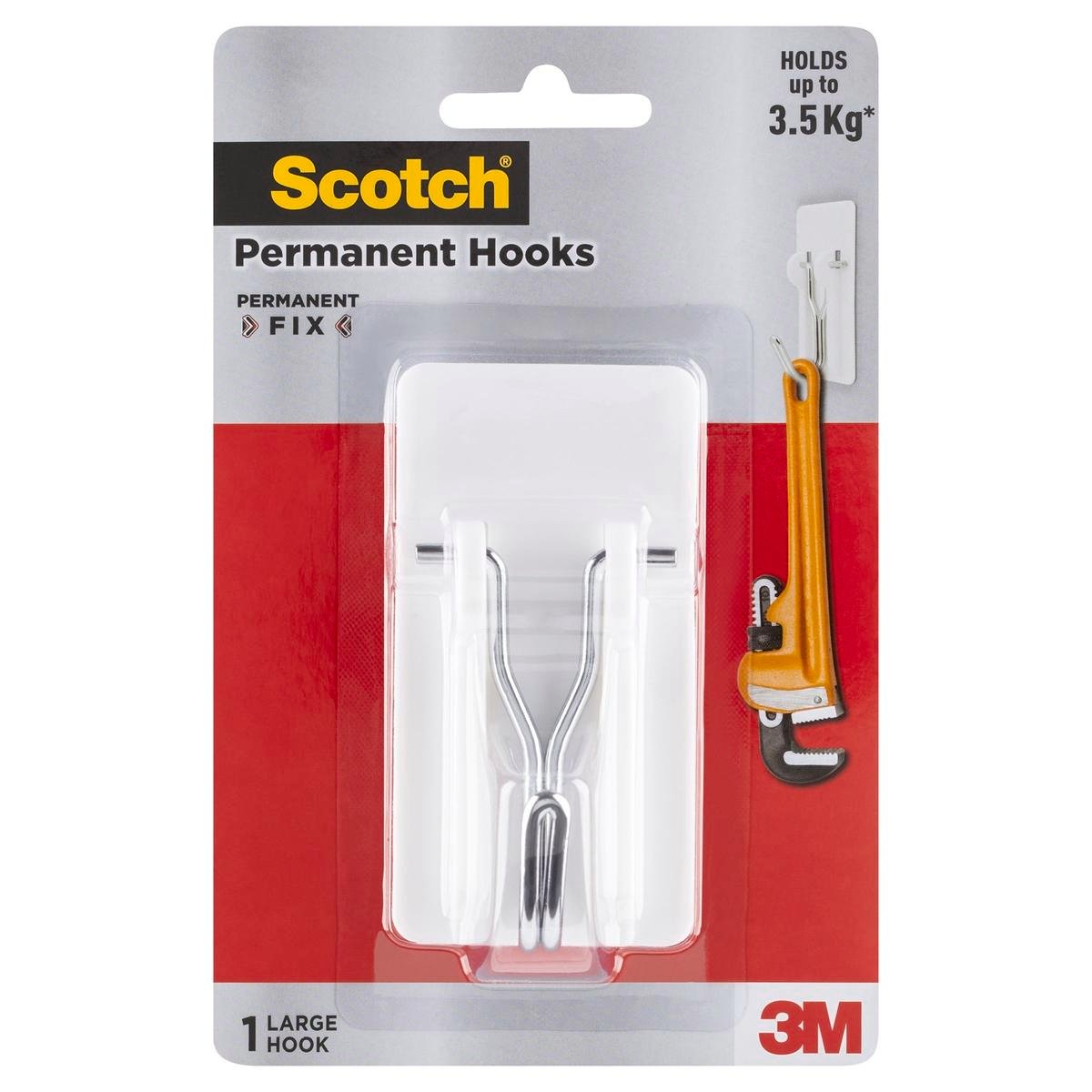 3M Scotch Permanent Large Wire Hook - 3.5kg - Plastic - Organise Home - SuperSaverAU - view 1