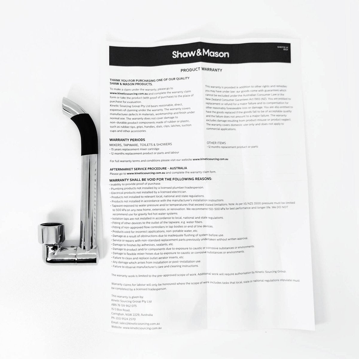Shaw Mason Chrome Swivel Laundry Arm - 180mm - Durable Brass Construction - SuperSaverAU - view 3