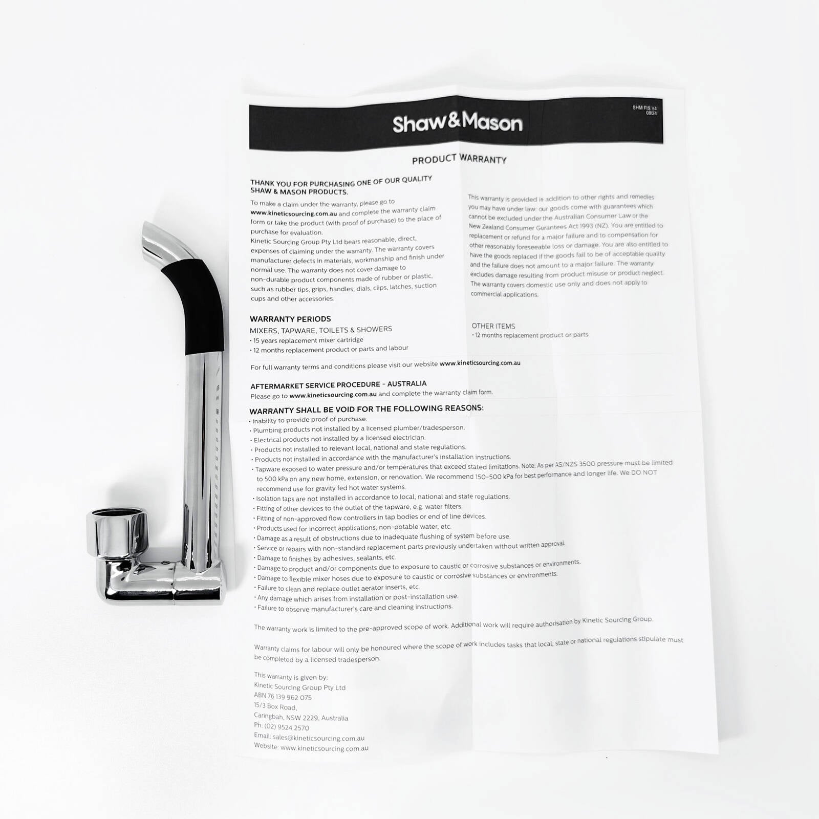 Shaw & Mason 180mm Chrome Swivel Laundry Arm, Lead Free Brass, 9L/min WELS 3 Star