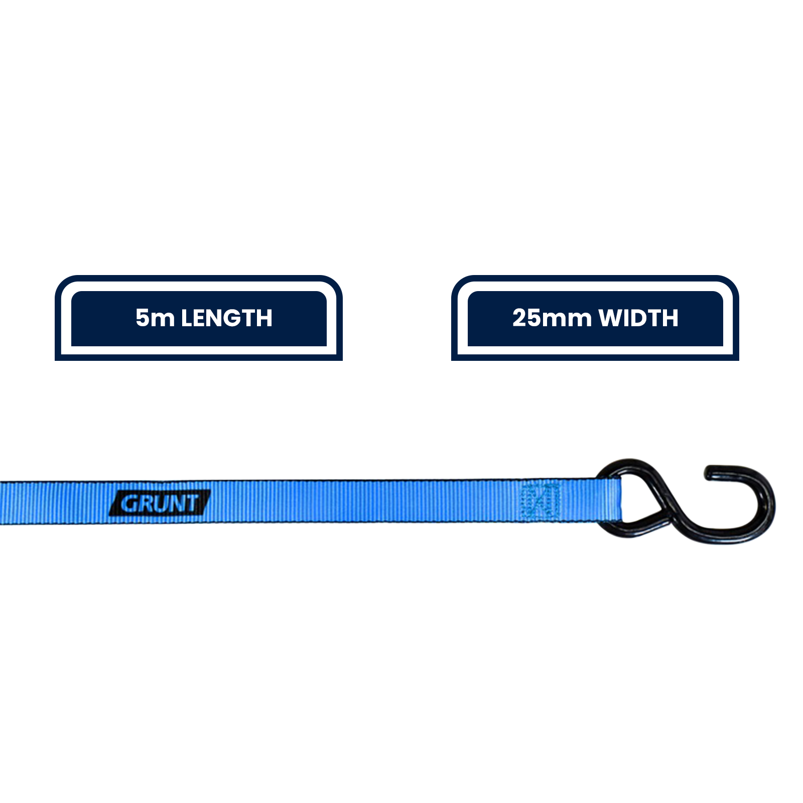 Grunt 25mm x 5m 450kg Ratchet Tie Down - 2 Pack