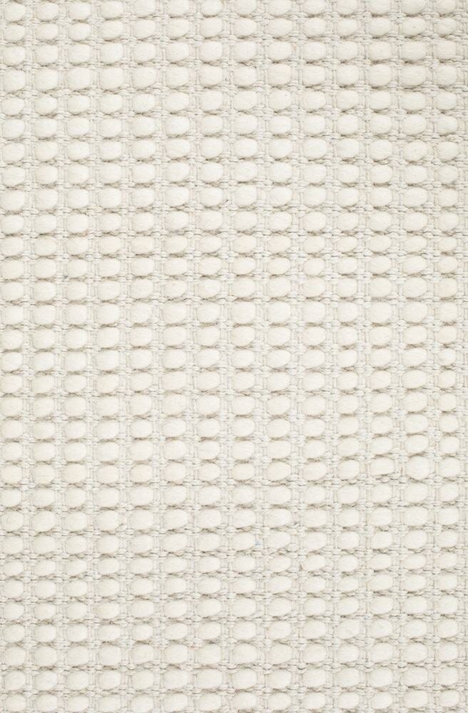 Rug Culture Skandi Large Rug 280x190cm - Natural White Wool, Hand Loomed Flatwoven - SKAN300WHI280X190