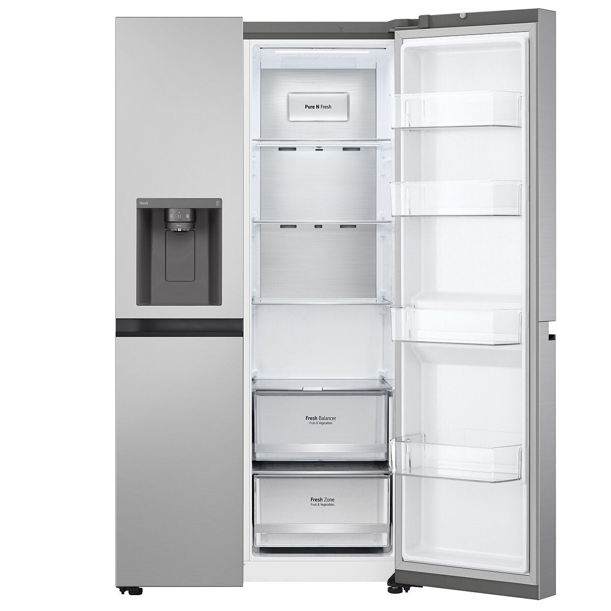 LG 635L Side by Side Fridge - Stainless Steel, Plumbed Ice and Water Dispenser, Surround Cooling - GS-L600PL