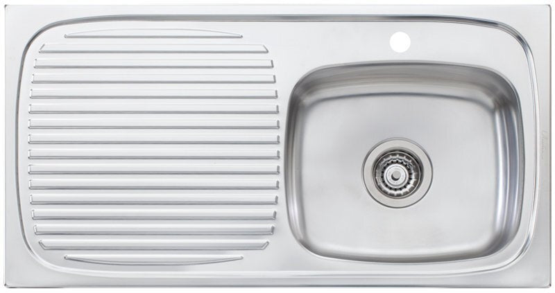 Oliveri Ultraform Single Bowl Topmount Sink - Left Hand Drainer, 304 Stainless Steel - UF02