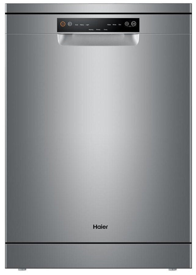 Haier 60cm Freestanding Auto Wash Dishwasher - 13 Place Settings - Silver - Soft Touch Controls - HDW13V1S1