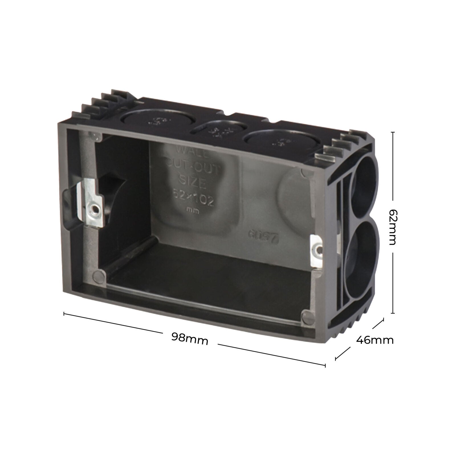 DETA Wall Mounting Box with Adjustable Lugs, Black Polycarbonate, 6 Pack (6057BT)