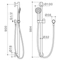 HomeCare by Caroma 900mm Brushed Nickel Rail Shower Set, 9L/min 3 Star WELS