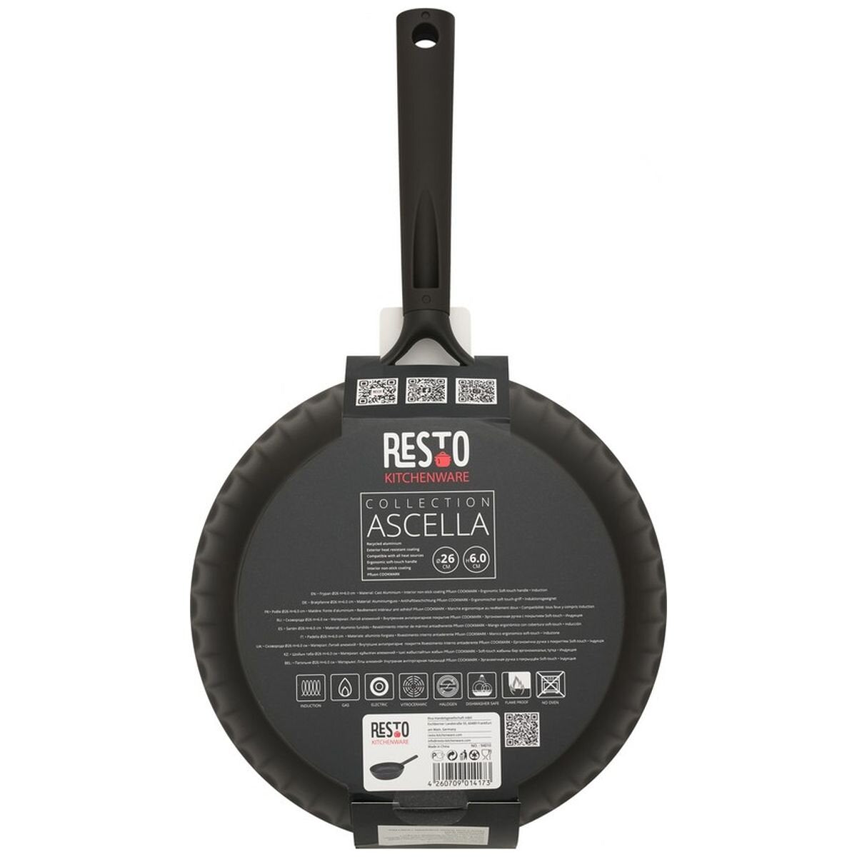 Resto Ascella 26cm Frypan - Pfluon Cookmark Non-Stick, Induction Compatible, Dishwasher Safe - RE94010