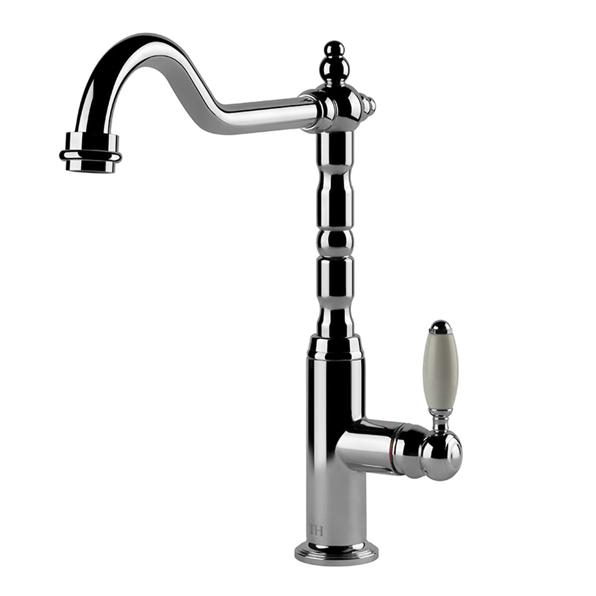 Turner Hastings Providence single sink mixer - chrome with white handle accent and square neck - PR404SM-CH