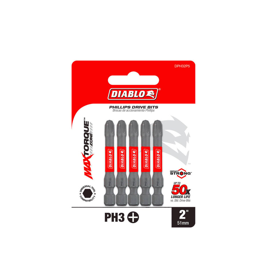Diablo Power Bit PH3 2 - 5 Pack - 73.03mm x 6.35mm x 98.43mm - Durability & Impact Resistance - SuperSaverAU - view 1