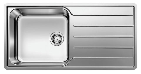 Blanco single bowl sink with right hand drainer - 18/10 stainless steel, flush or top mount - LEMISXL6SLIFK5