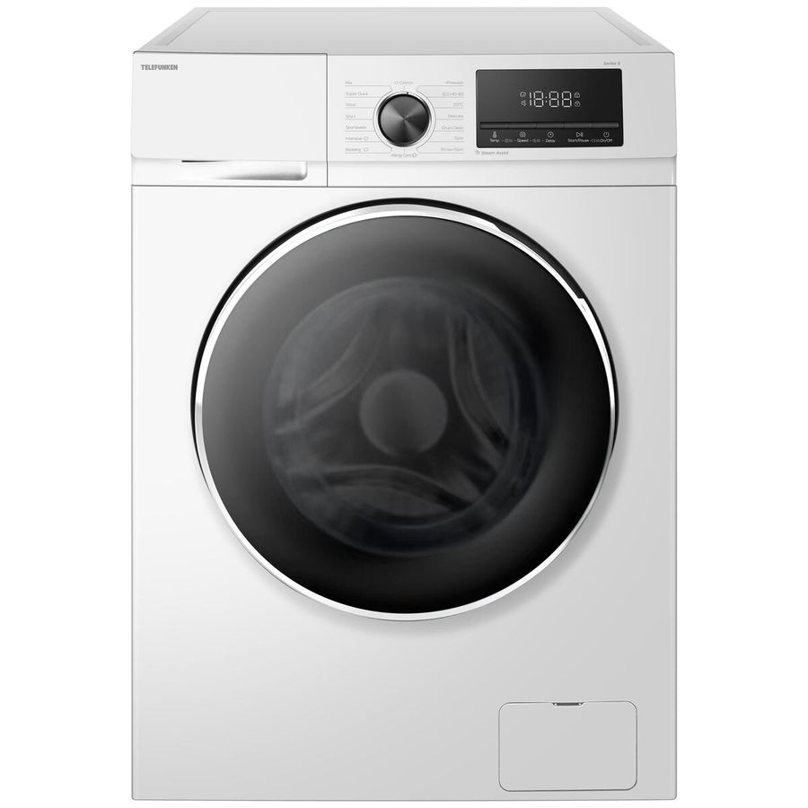 Telefunken 7.5kg Front Load Washing Machine with Steam - White, 5 Star Energy, Inverter Motor - TF750AUFL8