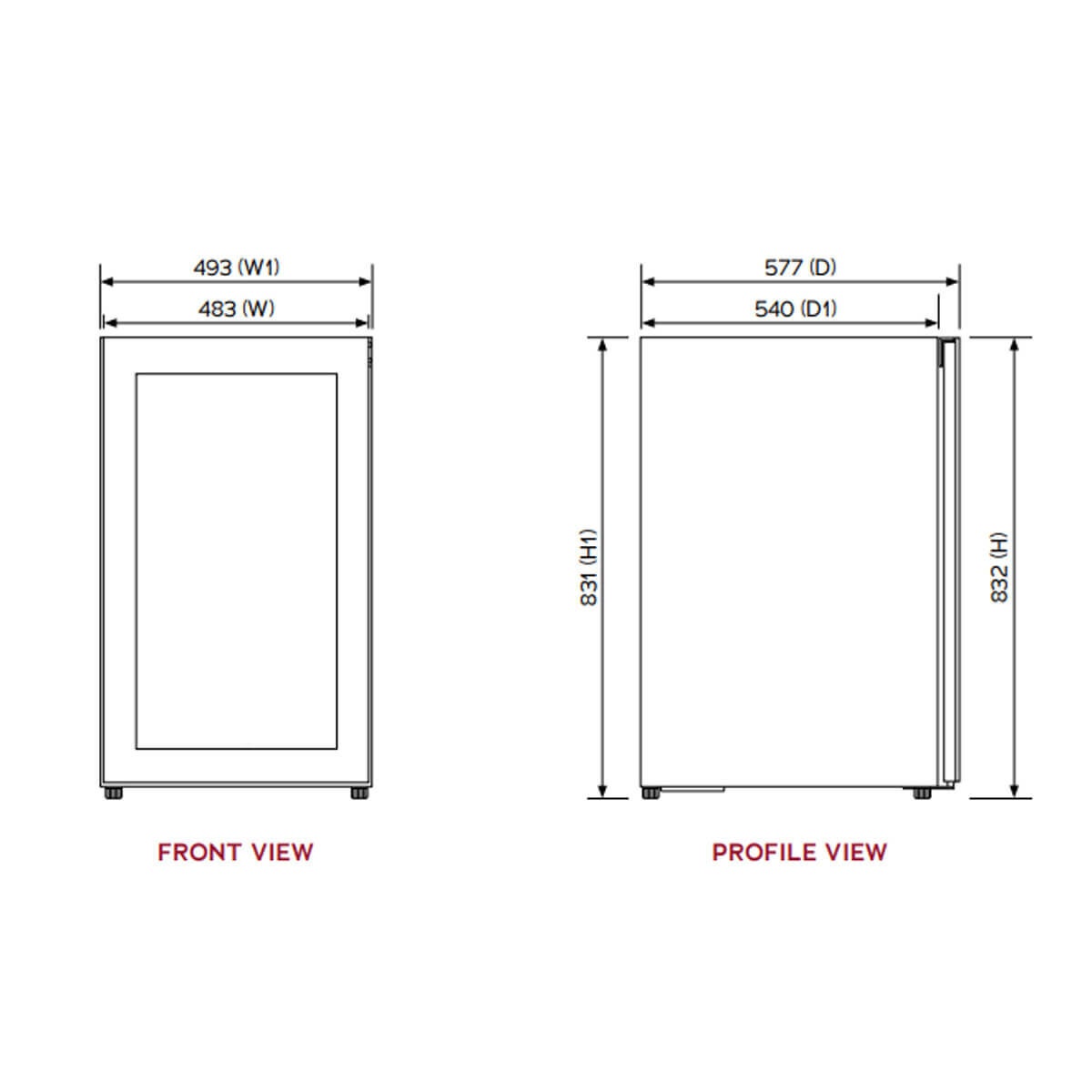 Vintec 35 Bottle Single Zone Wine Fridge - Black, UV-Protected Glass Door, UV-Free LED Lighting - VWS830FAS-X