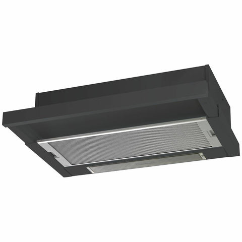 Chef 60cm Slideout Rangehood - 200m³/h, 2 Fan Speeds - Black Finish, LED Lighting - CRR612DB