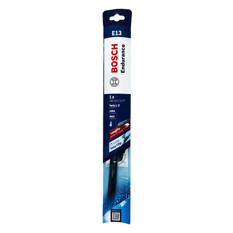 Bosch E13 13" 330mm Flat Endurance Wiper Blade, Hook Type Adapter