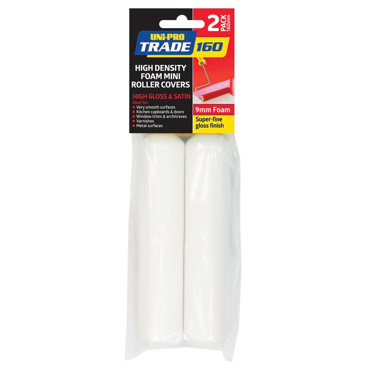 UNi-PRO Trade Foam Roller Cover 160mm 9mm Nap 2 Pack High Density - SuperSaverAU - view 1