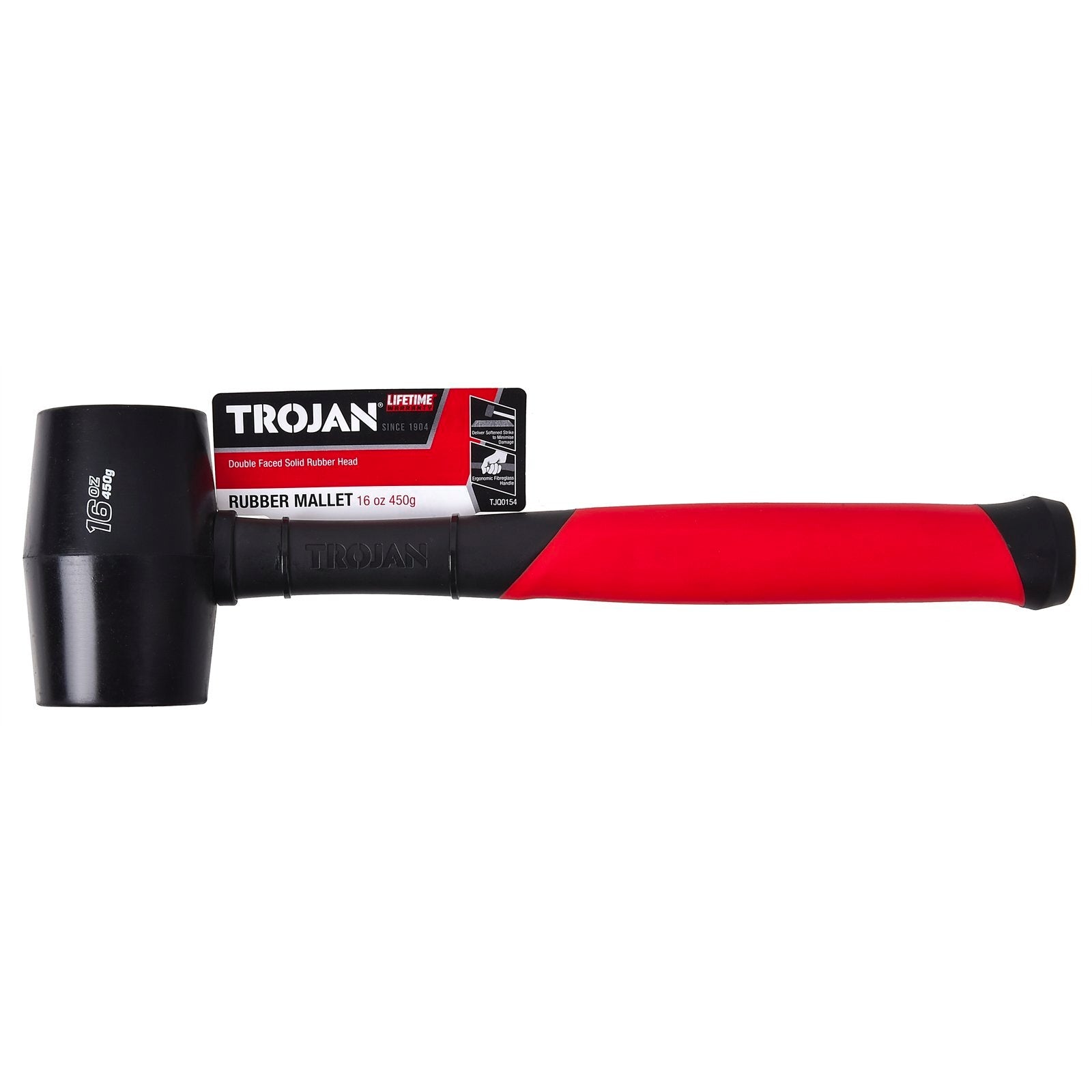 Trojan 16oz (450g) Fibreglass Rubber Mallet, Black