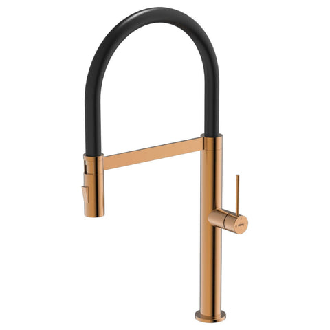 Abey 304 Chef pull out kitchen mixer tap - dual spray, artisan copper finish, 5 star rating - KTA019-CO