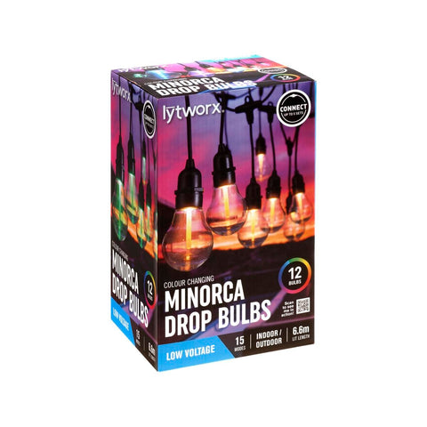Lytworx Colour Change Connectable Minorca Party Lights 12 Bulbs - 6.6m - 15 Colour Modes - Indoor/Outdoor Use - SuperSaverAU - view 1