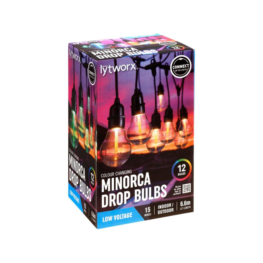 Lytworx Colour Change Connectable Minorca Party Lights 12 Bulbs - 6.6m - 15 Colour Modes - Indoor/Outdoor Use - SuperSaverAU - view 1