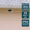Brilliant Black Raptor III Twin Flood Light - 20W - 1800 Lumens - IP65 Weather Resistant - SuperSaverAU - view 4