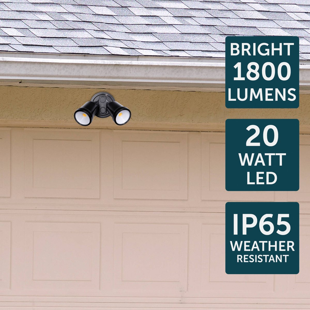Brilliant Black Raptor III Twin Flood Light - 20W - 1800 Lumens - IP65 Weather Resistant - SuperSaverAU - view 4