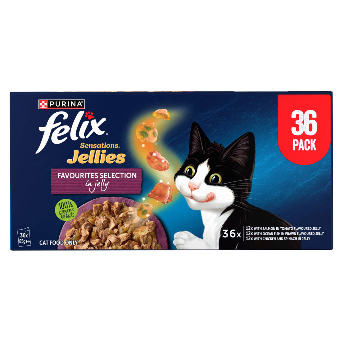 Felix Sensations Jellies Favourites Selection Wet Cat Food 85g - 36 Pack
