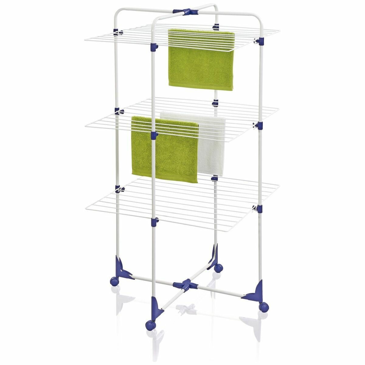 Leifheit Classic 270 Tower Air Dryer - 27m Drying Length, Three Levels, 360° Rollers, White - L81454