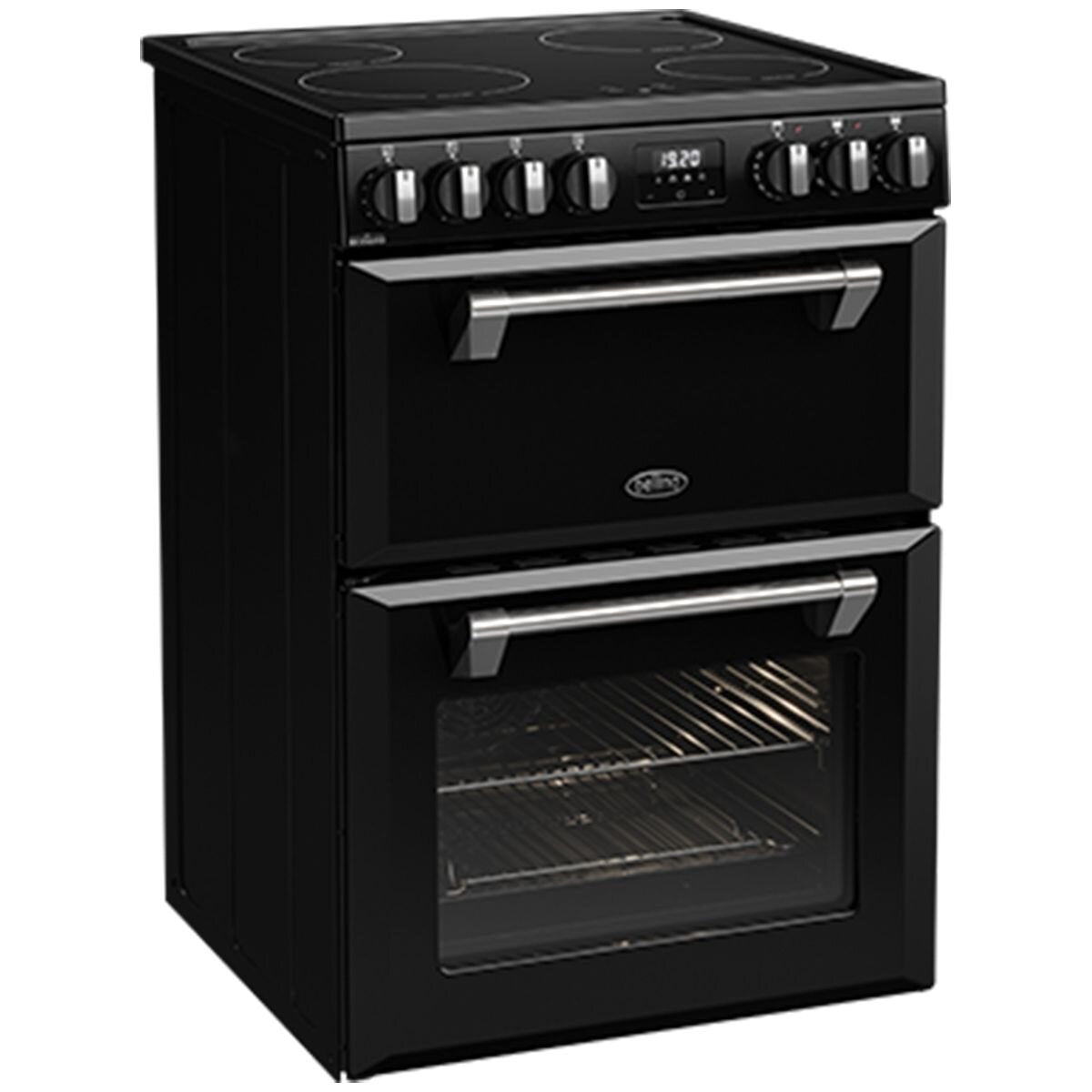 Belling 60cm Mini Richmond Induction Freestanding Oven - Double Oven, Four Zones, Black - BMR60DOINDB