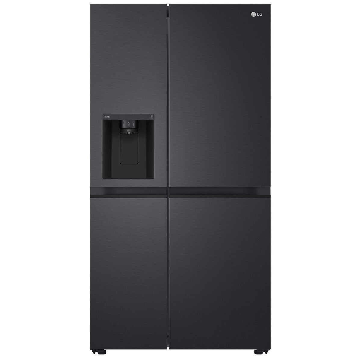 LG 635L Side by Side Fridge - Matte Black, Plumbed Ice and Water Dispenser, ThinQ - GS-L600MBL