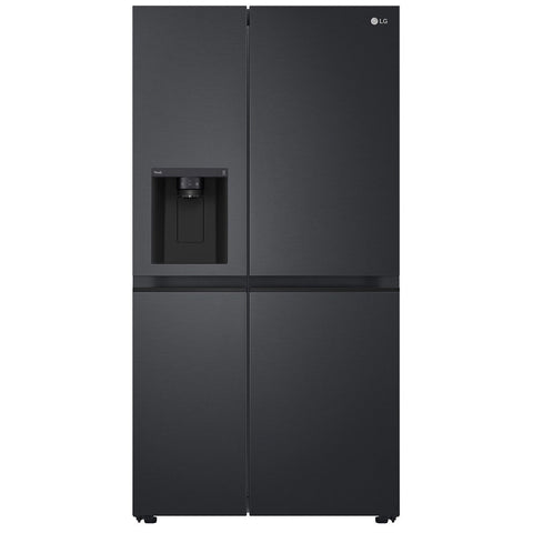 LG 635L Side by Side Fridge - Matte Black, Plumbed Ice and Water Dispenser, ThinQ - GS-L600MBL