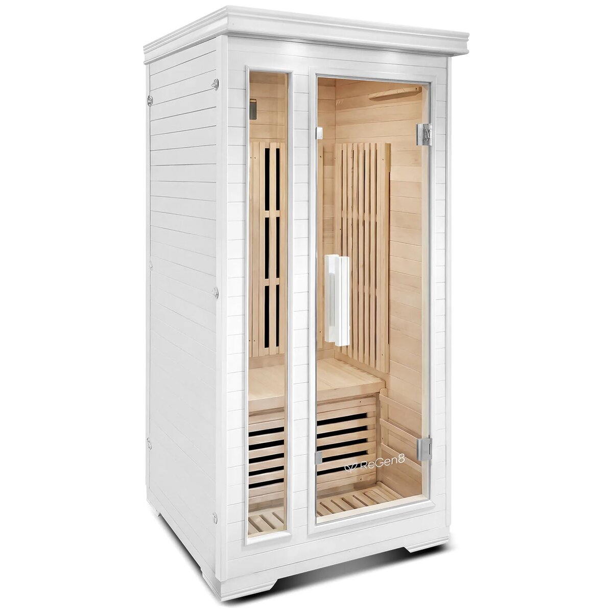 ReGen8 Solo Infrared Sauna - 1 Person, 1410W, White, 6 Carbon Fibre Heating Panels - RGSN-SOLOW